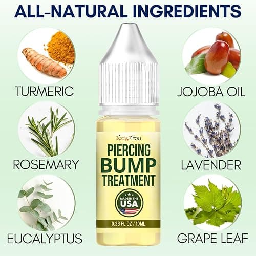 BodyJ4You Piercing Keloid Bump Removal - Natural Oil Piercing Bump Treatment - Nose Septum Belly Ear Cleaner Soothing Skin Recovery Solution - Safe Care Piercing Reduce Appearance Scars - 0.33 Fl Oz - 0.33 Fl Oz (10ml) thumbnail 2