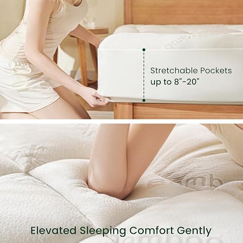 Love's cabin Twin XL Mattress Topper Viscose Derived from Bamboo, Thick Pillow Top Mattress Pad with Stretchable Pockets for 8"-20" Mattress, Soft Breathable Cooling Mattress Topper for Hot Sleepers thumbnail 6