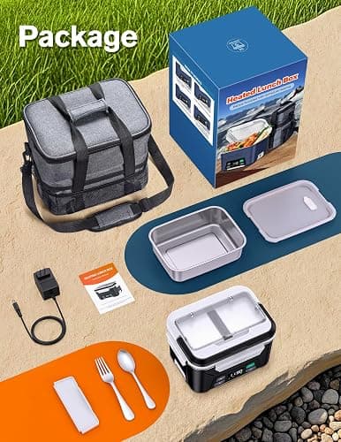 EAST OAK Cordless Electric Lunch Box for Adults, Heated Lunch Box Battery Powered with Automatic Heating, 5.5 Cups Portable Food Warmer with Insulated Carry Bag thumbnail 6