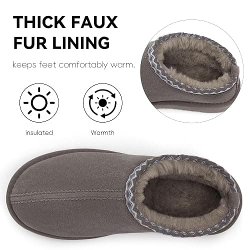 INMINPIN Women's Genuine Suede Slippers Fuzzy Warm House Mini Boots Slip On Memory Foam Fluffy Winter Shoes for Indoor and Outdoor thumbnail 2