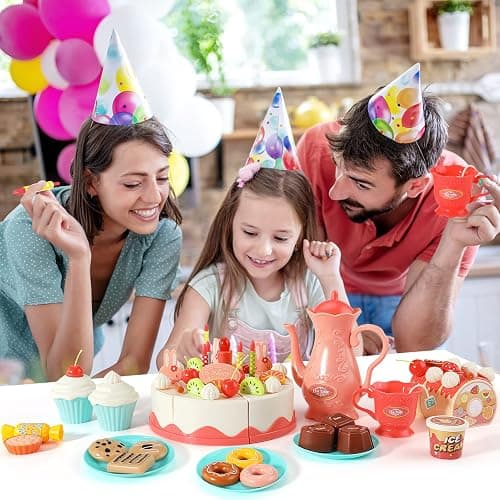 82 PCS Birthday Cake Food Play Set - Food Toy Pretend Cutting Play Cake Desserts Ice Cream and Donuts Food Toys - Birthday Gifts Toy Set for Boys Kids Girls thumbnail 8