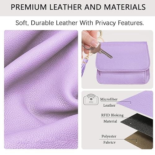 Sunpour Keychain Wallet RFID Wristlet Wallets for Women,Small Wallets Woman Key Chain Wallet with Coin Pocket and Id Window thumbnail 5
