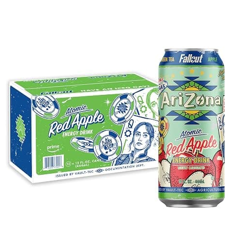 AriZona x Fallout Red Apple Green Tea Energy Drink, 15 fl oz (Pack of 12) - 190mg Caffeine per Can - Image 1