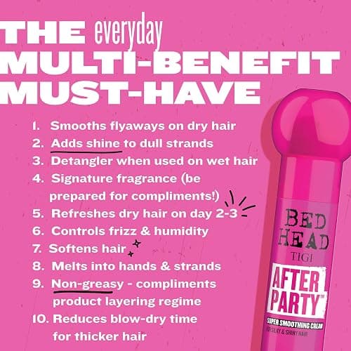 TIGI Bed Head After Party Super Smoothing Cream – Anti Frizz Hair Styling Product, Humidity Protection for Frizzy, Dull, or Coarse Hair, 3.38 fl oz thumbnail 7