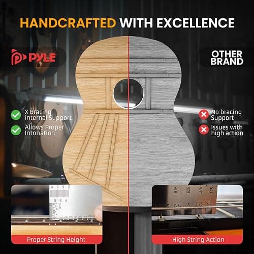 Pyle 30" Beginner Classical Acoustic Guitar - 6 String Junior Guitar with Case, Strap, Tuner, Picks, Nylon Strings, Linden Wood Body & Wooden Fretboard - Ideal for Kids & Beginners thumbnail 6