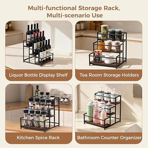 ICOHOT Coffee Syrup Rack Organizer, 3-Tier 12 Syrup Bottles Holder Stand for Coffee Bar, Liquor Bottle Display Shelf Bar Shelf Stand Countertop Rack for Syrup, Wine, Spice thumbnail 8