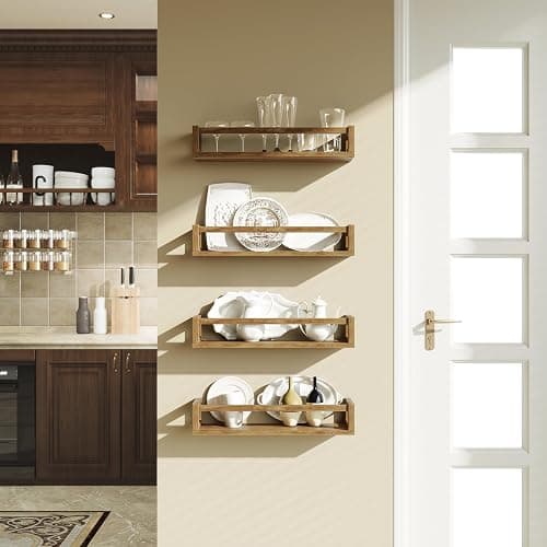 TidyCorner Upgraded Thick Floating Shelves - Multi-Use Wall-Mounted Bookshelves for Kids and Nursery, Ideal for Books, Toys, Spice Rack, Decor - Drak Walnut Brown thumbnail 9