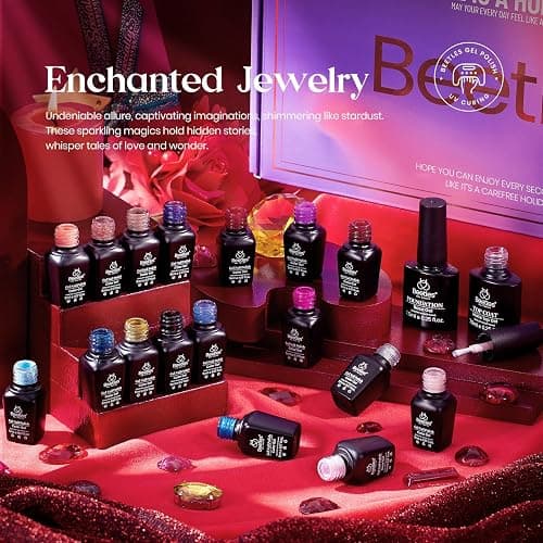 Beetles Winter Gel Polish Set 39Pcs Red Burgundy Blue Green Nude Pink Purple Gel Nail Polish with Base Top Coat for Manicure Lovers DIY at Home UV LED Needed Gift for Women Enchanted Jewelry thumbnail 5