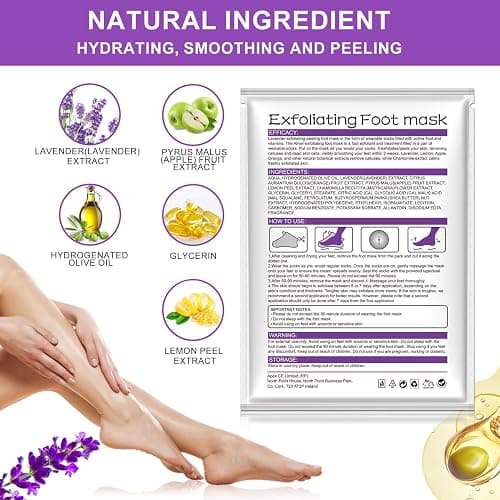 ALIVER Foot Peel Mask 3 Pack, Exfoliator Peel Off Calluses Dead Skin Callus Remover, Baby Soft Smooth Touch Feet-Men Women (Lavender) - Lavender thumbnail 3