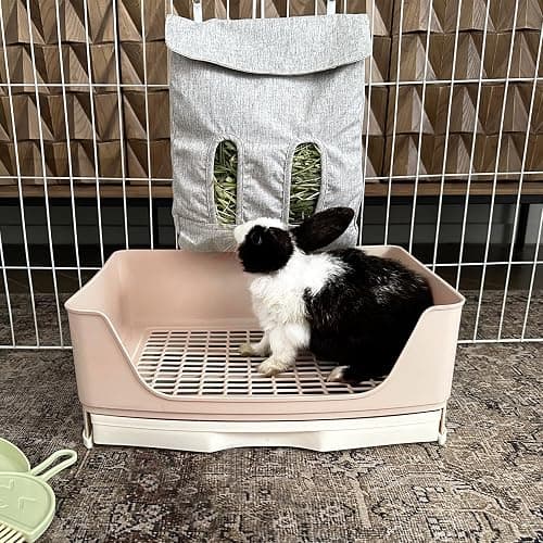 Oleisert Large Rabbit Litter Box Bunny Litter Box, Potty Training for Rabbits Litter Pan with Drawer, Rabbit Bedding Toilet for Adult Guinea Pig, Ferret, Bunny and Other Animals (Brown) thumbnail 4