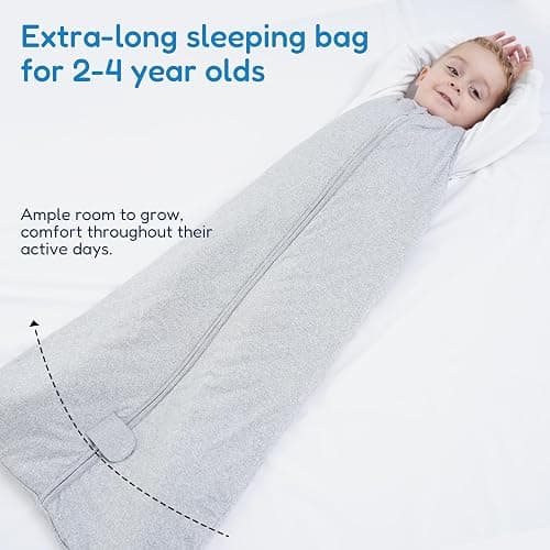 TotAha Toddler Sleep Sack 1.0 TOG for 2T-3T-4T, Soft Wearable Blanket Baby Sleep Bag with 2-Way Safe Zippers,Fluffy Extra Large Sleeping Sacks, Grey thumbnail 5