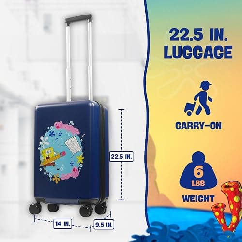 FUL Spongebob Squarepants 22.5 Inch Carry-On Luggage, Hardshell Rolling Suitcase with Spinner Wheels, Blue, Medium thumbnail 7
