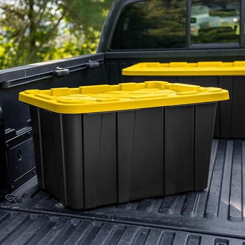 Sterilite 6-Pack Industrial Tote, Plastic Storage Container Bins with Lids, 27 Gallon - Heavy-Duty Organizing Containers for Closet, Bathroom, and Office thumbnail 2