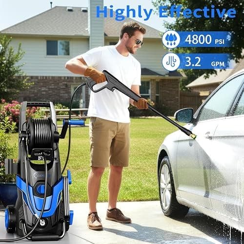 4800 MAX PSI P*ressure P*ower W*Asher, 4 N*ozzles and F*OAM C*annon P*ower Cleaner (Blue) thumbnail 2