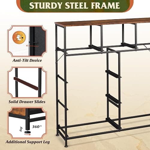WLIVE 9-Drawer Dresser, Fabric Storage Tower for Bedroom, Hallway, Entryway, Closet, Tall Chest Organizer Unit with Fabric Bins, Steel Frame, Wood Top, Easy Pull Handle, Rustic Brown Wood Grain Print thumbnail 8