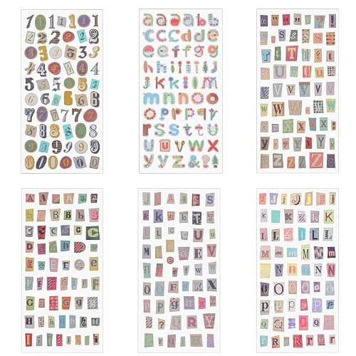 Dmopipp 347PCS Vintage Stickers, 6 Sheet Scrapbook Stickers Graffiti, Cute Vintage Letters Numbers Self Adhesive Decals Scrapbooking Supplies for Diary DIY Art Album Paper Crafts thumbnail 7