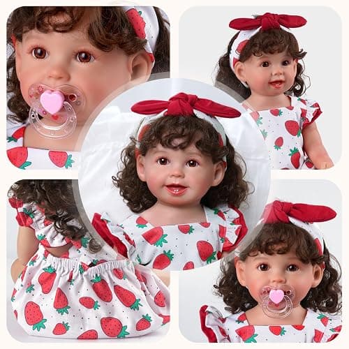 JIZHI Reborn Baby Doll Clothes for 17- 22 Inch Baby Doll Strawberry Clothes Outfits with Pacifier Newborn Girl thumbnail 5