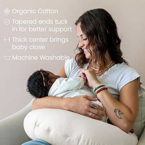 snuggle me Organic Nursing Pillow - Bottle & Breastfeeding Pillow with Organic Cotton Cover & Fiberfill, Machine Washable, Newborn Essentials Must Haves (Natural) - Natural thumbnail 2