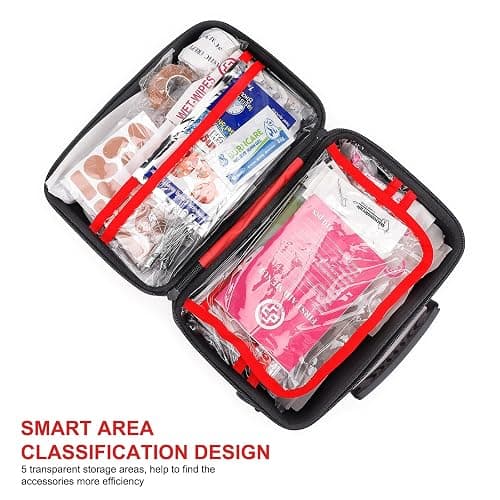 Gevoke 410 Piece Waterproof Hard Shell First Aid Kit for Home, Car, Travel, Camping, Truck, Hiking, Sports, Office, Vehicle & Outdoor Emergencies - Emergency Medical Kits (Red) thumbnail 5