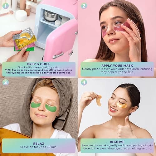 LivaClean 24k Gold Under Eye Patches - 60 Undereye Masks - Collagen Eye Patches for Puffy Eyes and Dark Circles - 3 Active Formulas, Hyaluronic Acid, Collagen, and Aloe Vera for Tired, Puffy eyes thumbnail 4