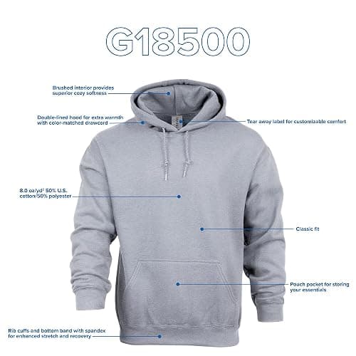 Gildan Adult Fleece Hoodie Sweatshirt, Style G18500, Multipack thumbnail 5