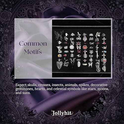 Jollyhit Gift-Ready Mystery Jewelry Jar – 30pcs Colorful Gothic Witchy Surprise Box for Women, Spooky Season Costume Jewelry Set with Necklace, Earrings, Rings & Bracelets – Halloween Witchcraft Vampire Skeleton Gift thumbnail 4