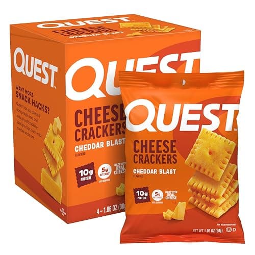 Quest Nutrition Cheese Crackers, Cheddar Blast, 10g Protein, 5g Net Carbs, 1g Sugar, Made with Real Cheese, High Protein Snack, 4 Count - Image 1