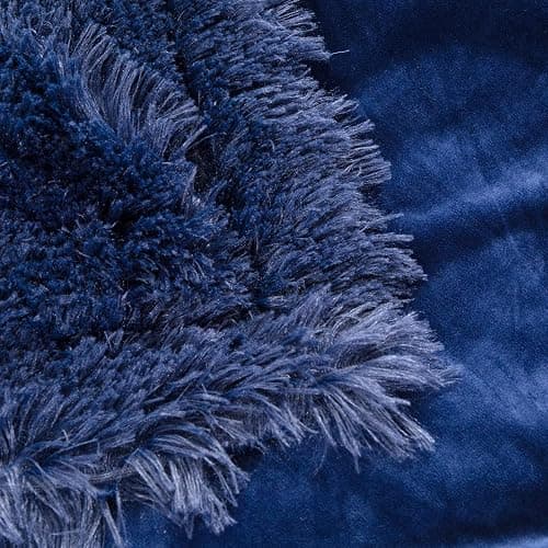 YUSOKI Long Faux Fur Twin Size Blanket,2 Layers,3.4lb for Bed Couch Home Décor Gifts Men (Navy Blue,60" x 80") thumbnail 10