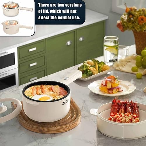 Dezin Electric Cooker, 2L Non-Stick Sauté Pan, Rapid Noodles Cooker, Mini Pot for Steak, Egg, Fried Rice, Ramen, Oatmeal, Soup with Power Adjustment, College Dorm Room Essential thumbnail 5