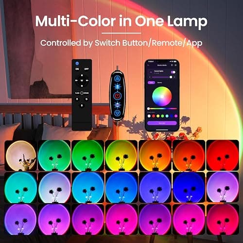 XEBKOR Sunset Projection Lamp with Remote/APP Control,Multi-Color LED Sunset Light Night Light,360 Degree Rotation Sunset Lamp for Photography/Party/Room Decor,Gifts for Christmas,Thanksgiving Day thumbnail 2