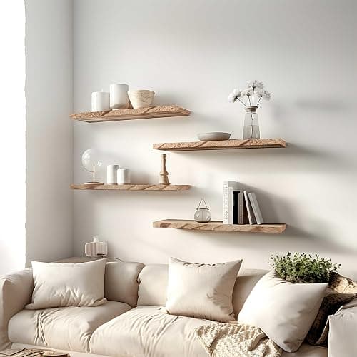 GXYAWPJ 24 Inch Floating Shelves for Wall Rustic Light Wood Wall Shelves for Bedroom Set of 4 thumbnail 6