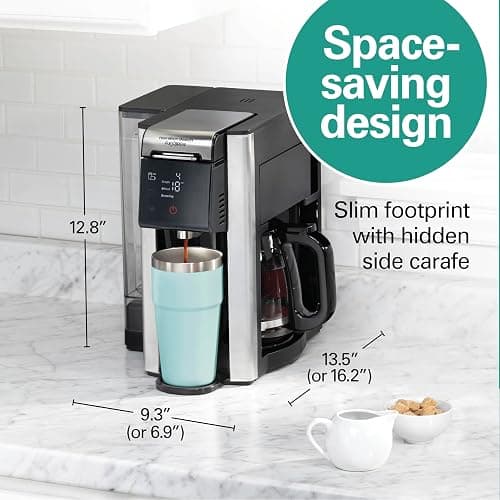 Hamilton Beach FlexBrew Advanced 5-in-1 Programmable 12 Cup Drip and Single Serve Hot & Iced Coffee Maker with Movable 60 oz. Water Reservoir, Use Pod Packs and Grounds, Fast Brewing, Black (49924) thumbnail 2