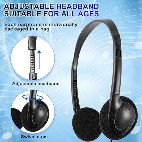 CN-Outlet Wholesale Kids Headphones in Bulk 25 Pack for School Classroom Students Children and Adults - Black thumbnail 3