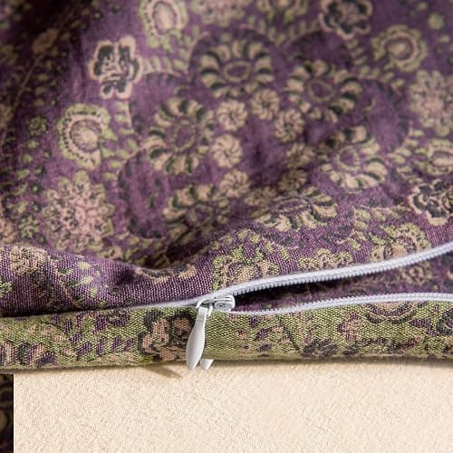 mixinni Purple Green Floral Duvet Cover King Size, Elegant Double-Layer Yarn Premium Cotton Vintage Duvet Cover Set, Exquisite Jacquard Design Bedding Set with 2 Pillowcases Perfect for Him and Her thumbnail 6