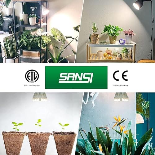 SANSI LED Grow Light Bulb for Seeds and Greens, Full Spectrum 10W Grow Light (150 Watt Equiv) with Optical Lens for Indoor Plant, High PPFD, E26 Base, 3-Pack thumbnail 6