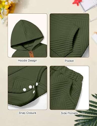 Fommy Baby Boy Clothes Colorblocked Long Sleeve Hoodie + Long Pants 2PCS Fall Winter Outfits Set thumbnail 5