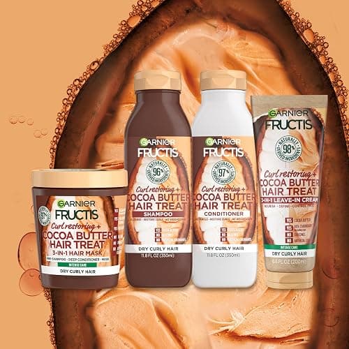 Garnier Fructis Curl Restoring Cocoa Butter Hair Treat 3 In 1 Leave In Cream 6.8oz/ 200ml, Brown thumbnail 4