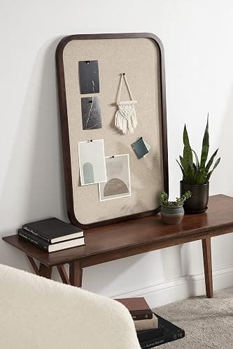 Kate and Laurel Hutton Transitional Pinboard, 20 x 30, Walnut Brown, Radius Rectangle Wall Organizer with Fabric Pinning Surface thumbnail 3