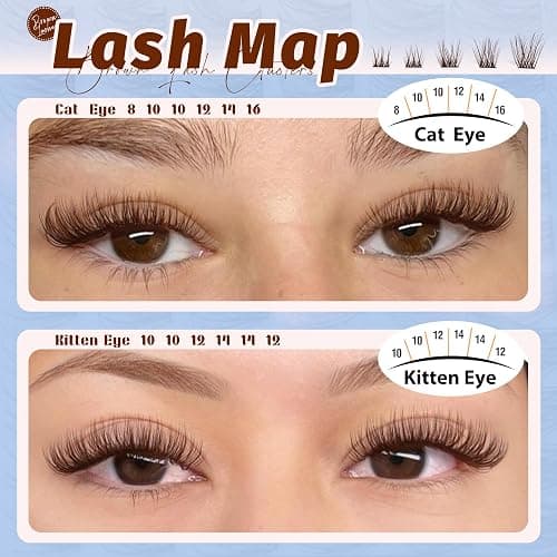 Mavphnee Brown Lash Clusters Dark Brown Eyelash Extensions Natural Cluster Lashes CC-Curly Pestañas Postizas Wispy Individual Lash Extensions 3D Lash 8-16MM Brown Eyelash Clusters 144PCS DIY at Home thumbnail 7