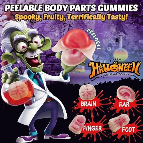 AMOS Peelerz Body Parts Gummies Candy – Fun 3D Gummy Anatomy Treats for Kids & Adults, Individually Wrapped Pieces, 240g (8.47oz) Bag thumbnail 3