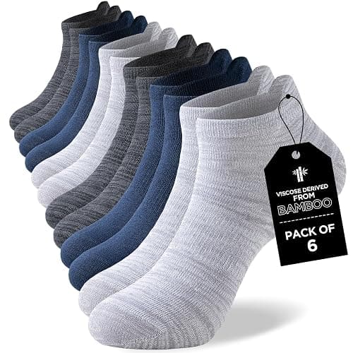 Niorasen Ankle Socks for Men, 6 Pairs Bamboo Rayon Breathable Sports Low Cut Thin, Multicolor Size 6-8 9-11 12-14 - Image 1