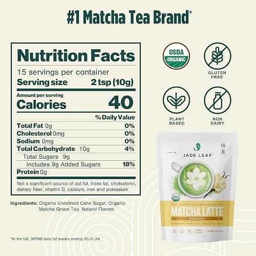 Jade Leaf Matcha Organic Premium Ceremonial Grade Matcha Green Tea Powder - Japanese - Culinary, Ingredient, Ceremonial Barista Teahouse, Latte, Collagen, 5.3 Ounce (Pack of 1), Vanilla Matcha Latte thumbnail 7