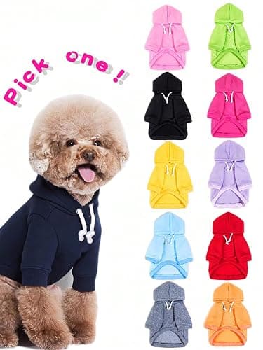 QWINEE Basic Dog Hoodie Sweatshirt Puppy Sweater Warm Cat Costumes Pet Clothes for Chihuahua Puppy Kitten Small Medium Dogs Light Blue Large thumbnail 8