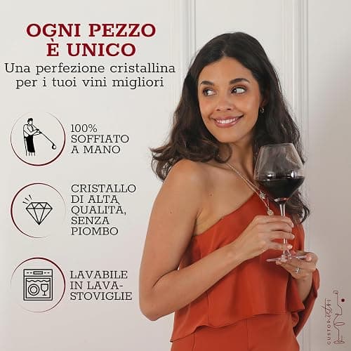 Gusto Nostro Crystal Wine Glasses Set of 4, 22 Oz Long Stem Modern Wine Glasses for White and Red Wine, Dishwasher Safe, Fancy, Elegant, Large and Tall Wine Glass for Wedding Christmas Anniversary thumbnail 5