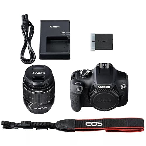 Canon EOS 4000D / Rebel T100 DSLR Camera w/EF-S 18-55mm F/3.5-5.6 Zoom Lens + 64GB Memory, Filters,Case, Tripod, Flash, and More (34pc Bundle) (Renewed) thumbnail 9