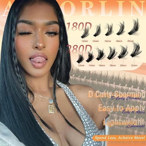 Thick Lash Clusters With Spikes 180D+280D Volume Eyelash Clusters 12-22MM Long Manga Lash Extension Spiky Cluster Eyelash Extensions 224Pcs Manga Individual Lashes DIY at Home by Anforlin thumbnail 3