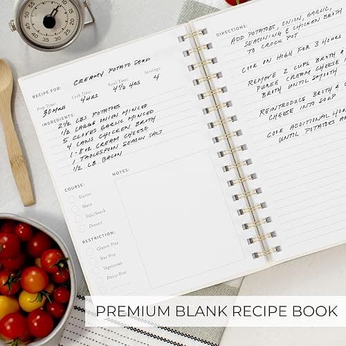 ZICOTO Aesthetic Blank Recipe Book with Linen Cover - The Perfect Recipe Notebook to Write in Your Own Recipes - Beautiful Blank Cookbook to Organize Your Recipes thumbnail 7