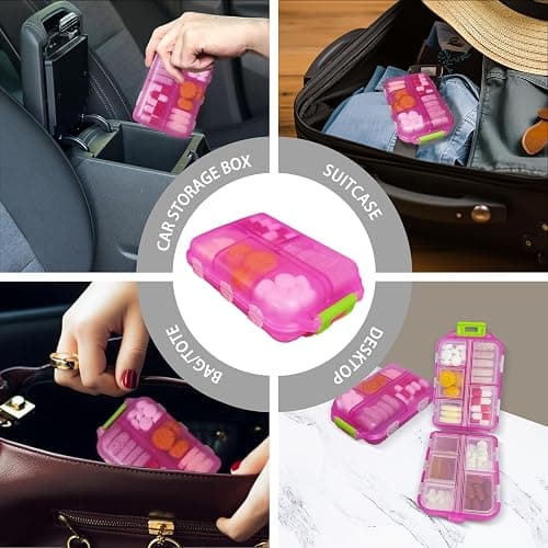 iouwei Pill Organizer With Medicine Labels - 7 Day Travel Daily Container, Mini Medication Storage Case, White With 161 Labels thumbnail 3