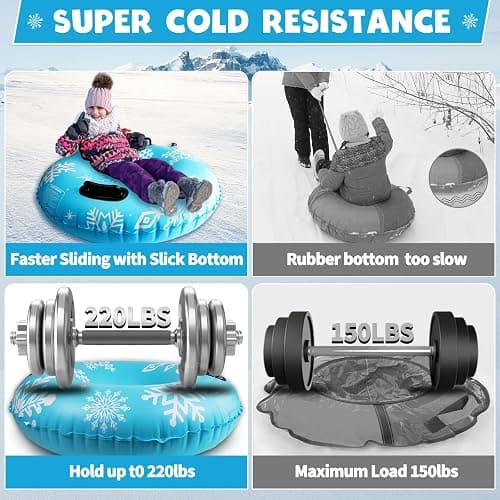 ZMLM Snow Tube for Sledding -2 Pack/3 Pack 36" Inflatable Snow Sled for Kids and Adults Heavy Duty Blow Up Tube with Handles Outdoor Winter Toys Gift for Sport Supplies thumbnail 5