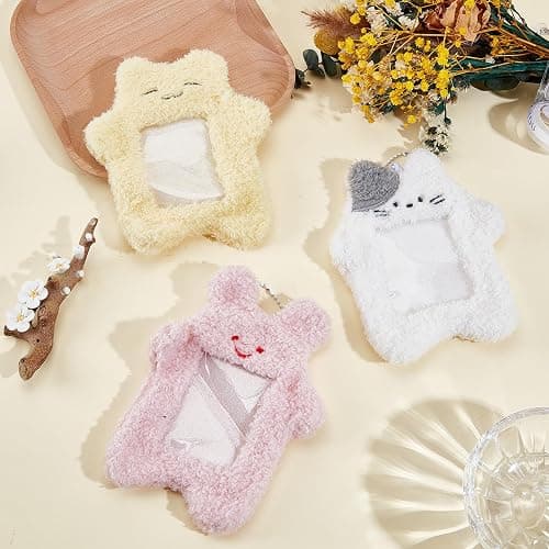 NICENEEDED 3 Porte Photocartes K Pop Porte Cartes Photo en Peluche avec Pendentif Porte Clés Étui de Protection pour Carte D'Identité en Forme d'animal Mignon thumbnail 4